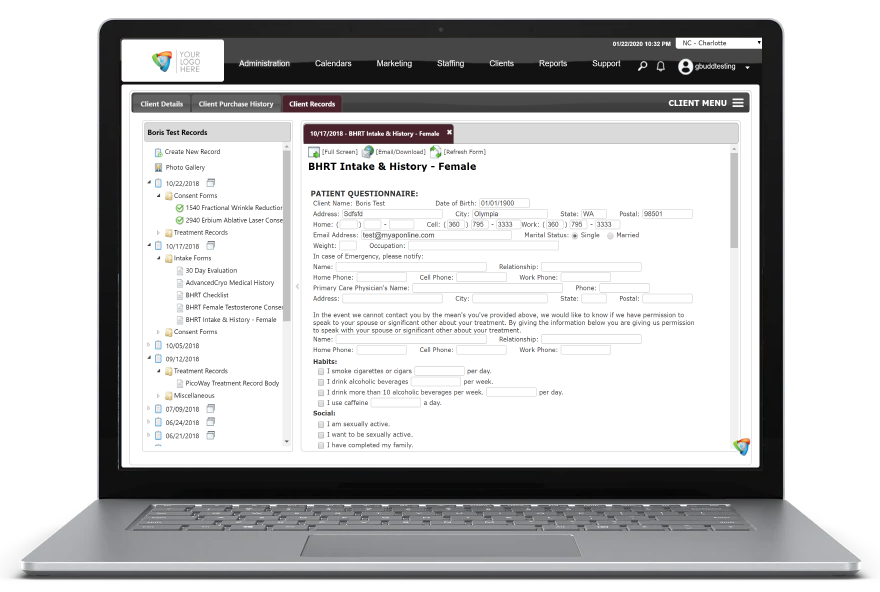Web Based Medical Spa Software